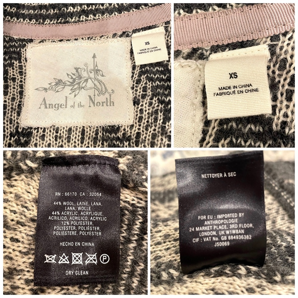 Anthropologie Angel of the North Textured Wool Blend Chevron Open Front Cardigan - Picture 9 of 10